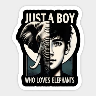 Just A Boy Love For Elephants Sticker